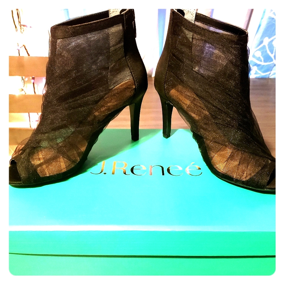 J.Renee Net Mesh bootie heels
